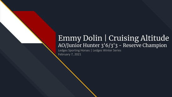 Emmy Dolin and Cruising Altitude - AO Junior Hunter 3'6_3'3 - Reserve Champion - Feb 2021
